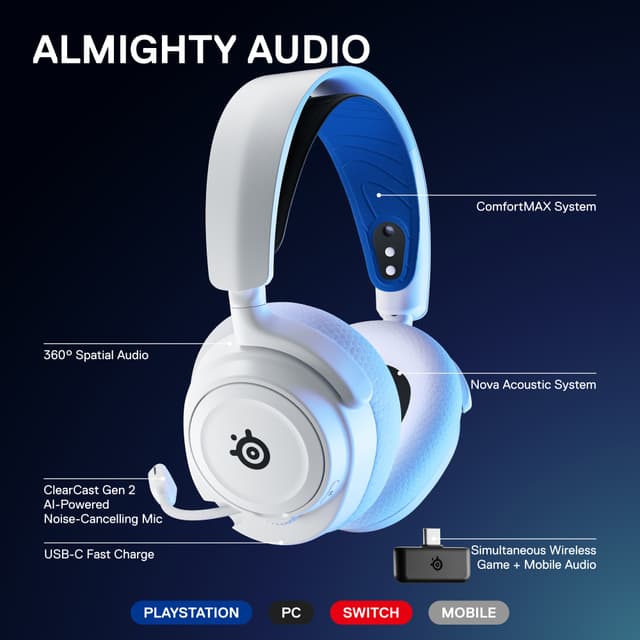 SteelSeries Arctis Nova 7P trådløst gaming headset (hvid)