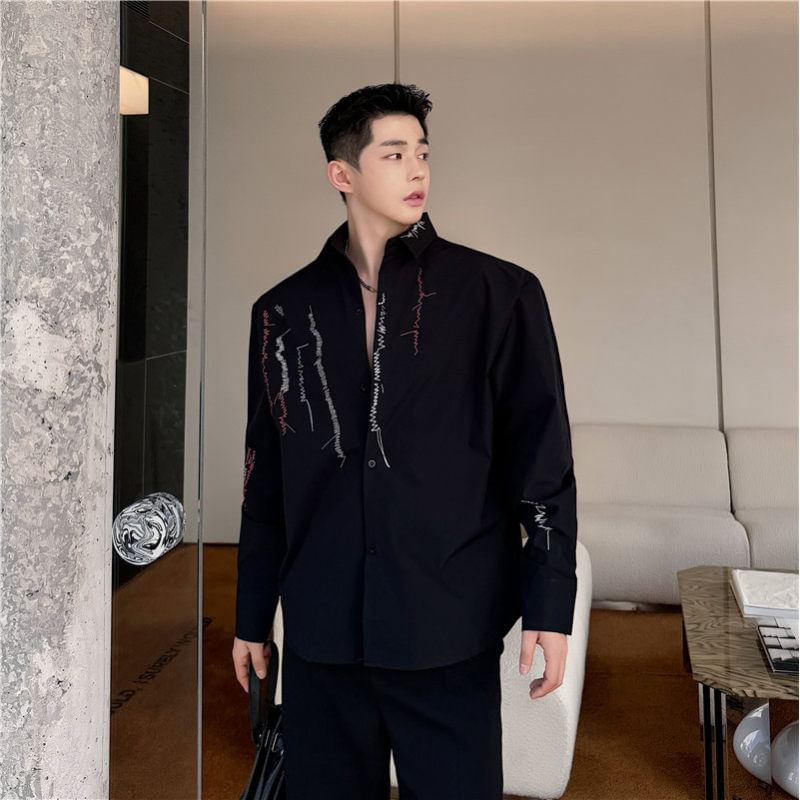 Freehop - Shirt met lange mouwen en kraag en stiksels