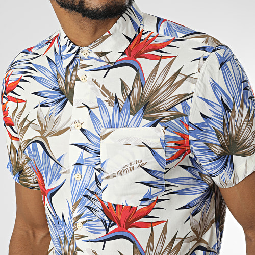 Chemise Manches Courtes Floral 20715740 Blanc Bleu