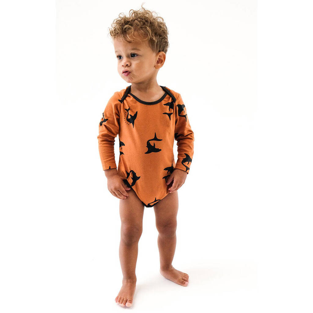 Wildfish romper met all over print oranjebruin/zwart