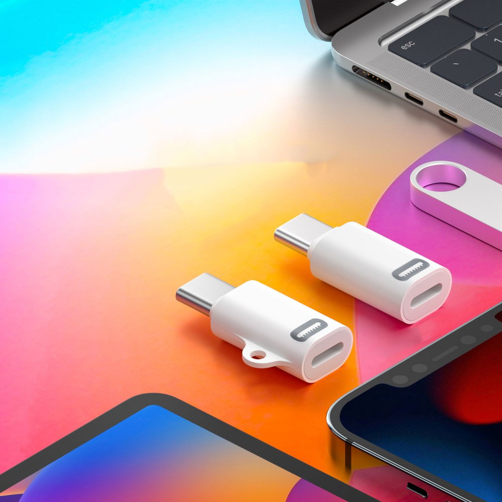 (PD/27W) USB C auf Lightning Mini Konverter Adapter für iPhone 15 - Weiss