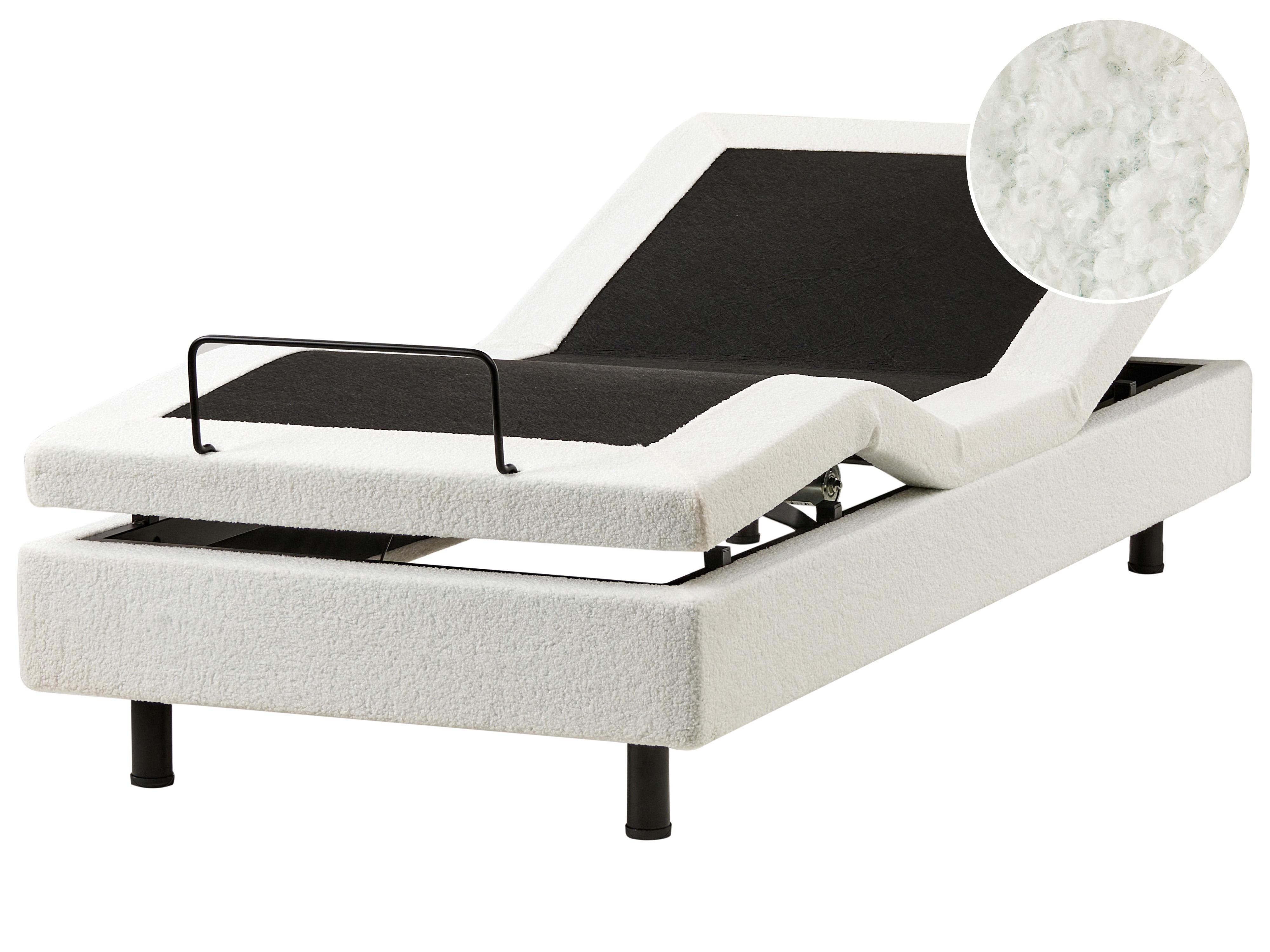 Verstelbaar bed zonder hoofdbord Bouclé DUKE 90 x 200 cm Gebroken wit
