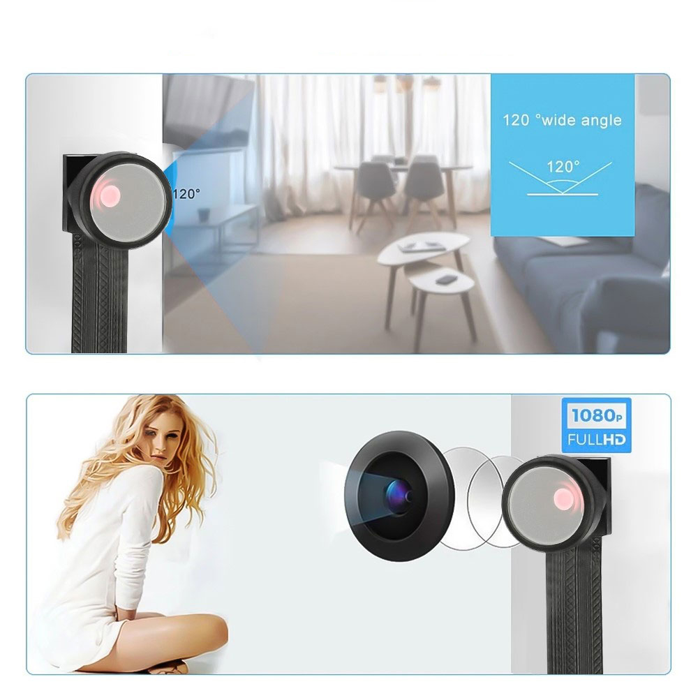 Ultra Mini USB Kamera FullHD 1080p Überwachungskamera mit IR Nachtsichtfunktion und Bewegungserkennung   Micro SD Kartenslot - Schwarz
