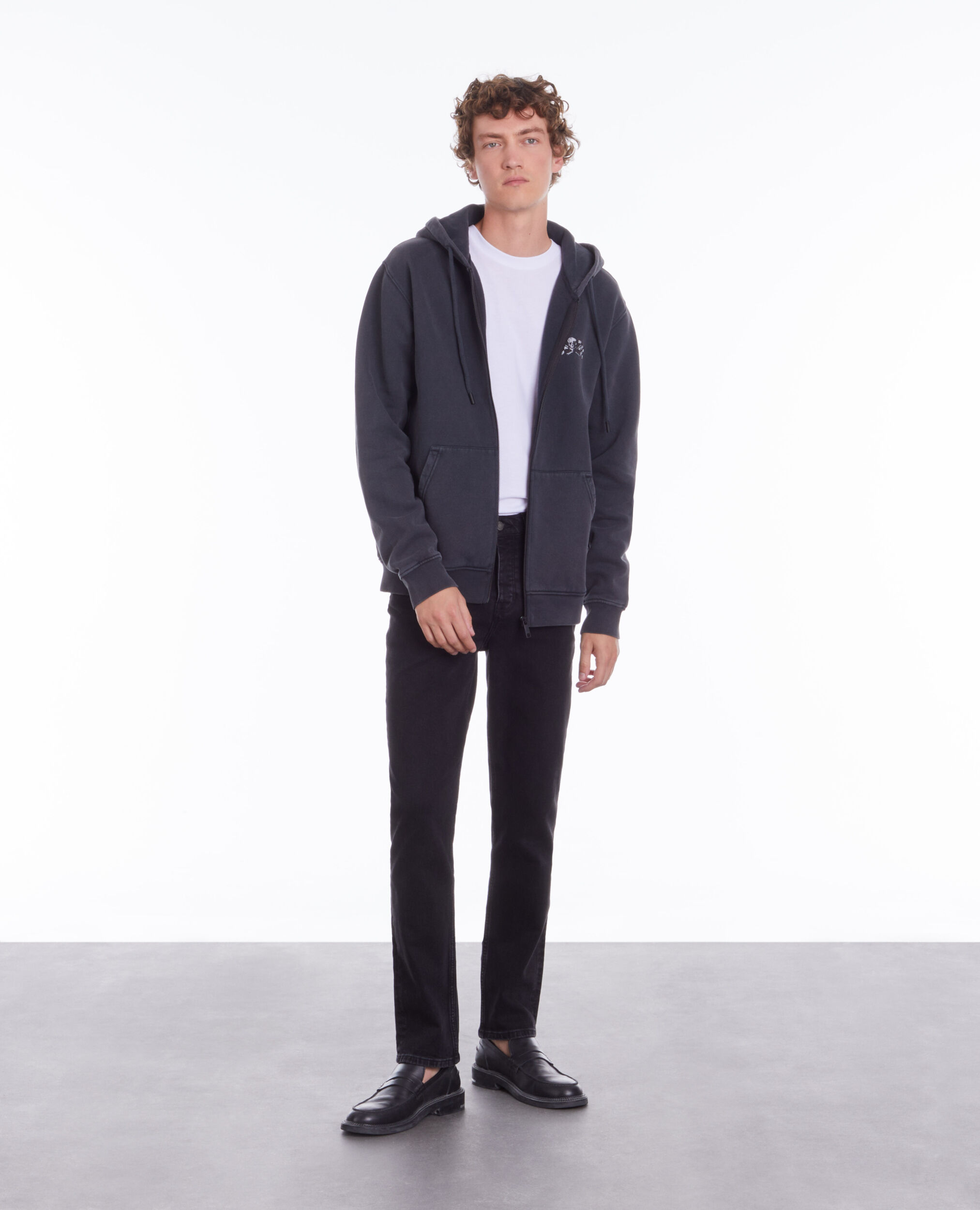 Sweatshirt à capuche noir avec sérigraphie Racing skull