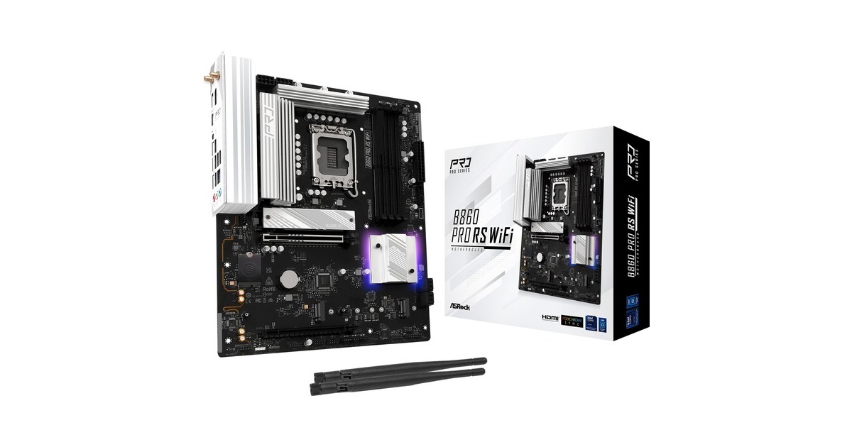 ASRockB860 Pro RS WiFi socket 1851 moederbord  (RAID, 2.5Gb-LAN, WLAN, BT, Sound, ATX)