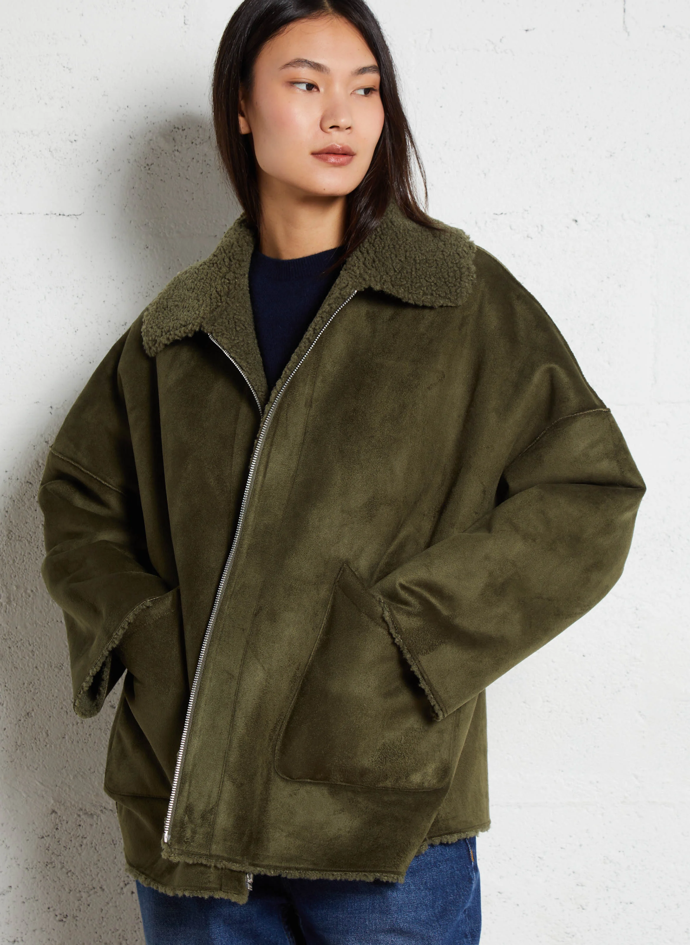 ETHEL - Veste ample réversible | Marron
