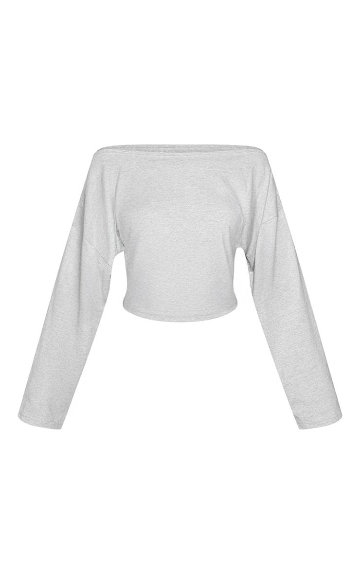 Gris Chiné T-shirt Petite En Coton Ample Avec Détail Froncé
