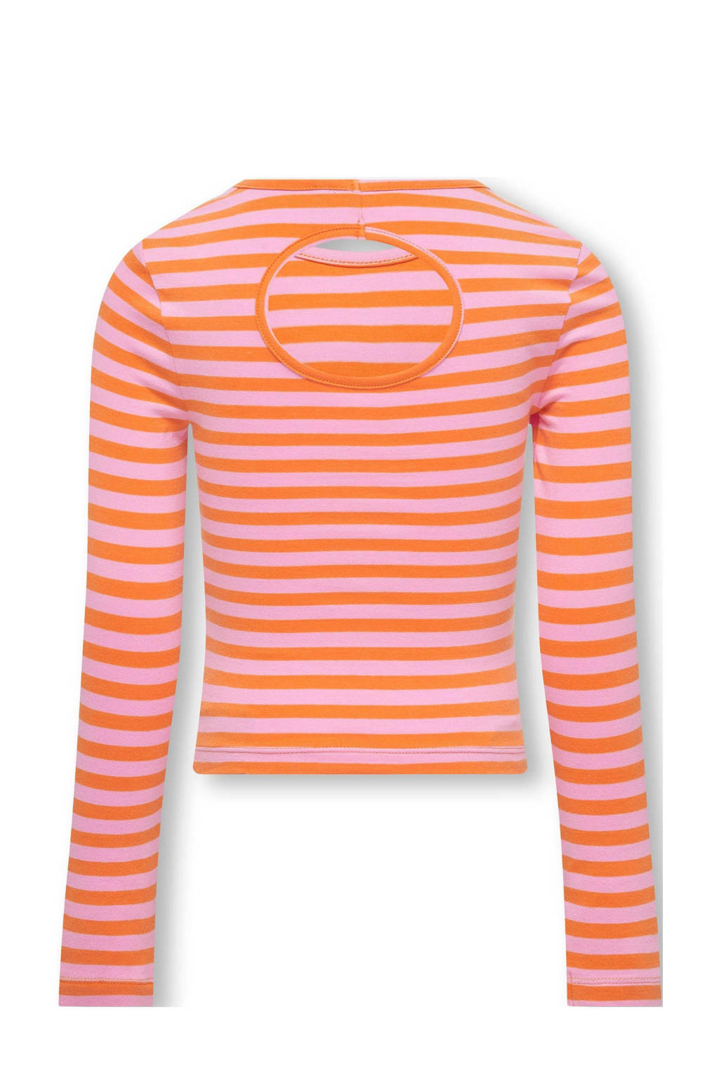 ONLY gestreepte longsleeve KOGHEIDI roze/oranje
