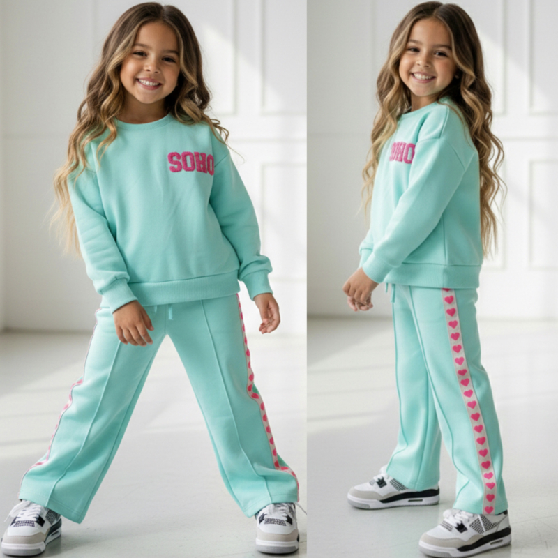 Uni Stripe hearts only soho set - mint  (Verzenddatum 27 feb)