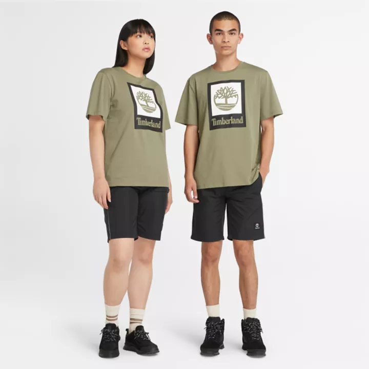 T-shirt à logo en relief unisexe en vert