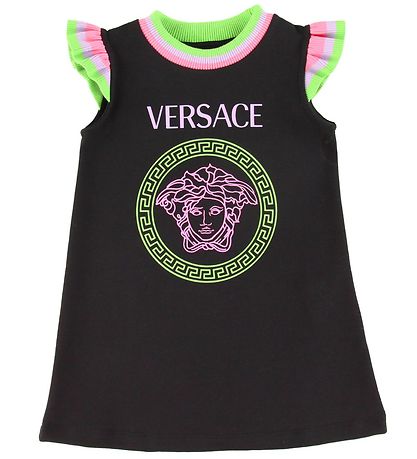 Versace Kleid - Schwarz m. Neon/Logo