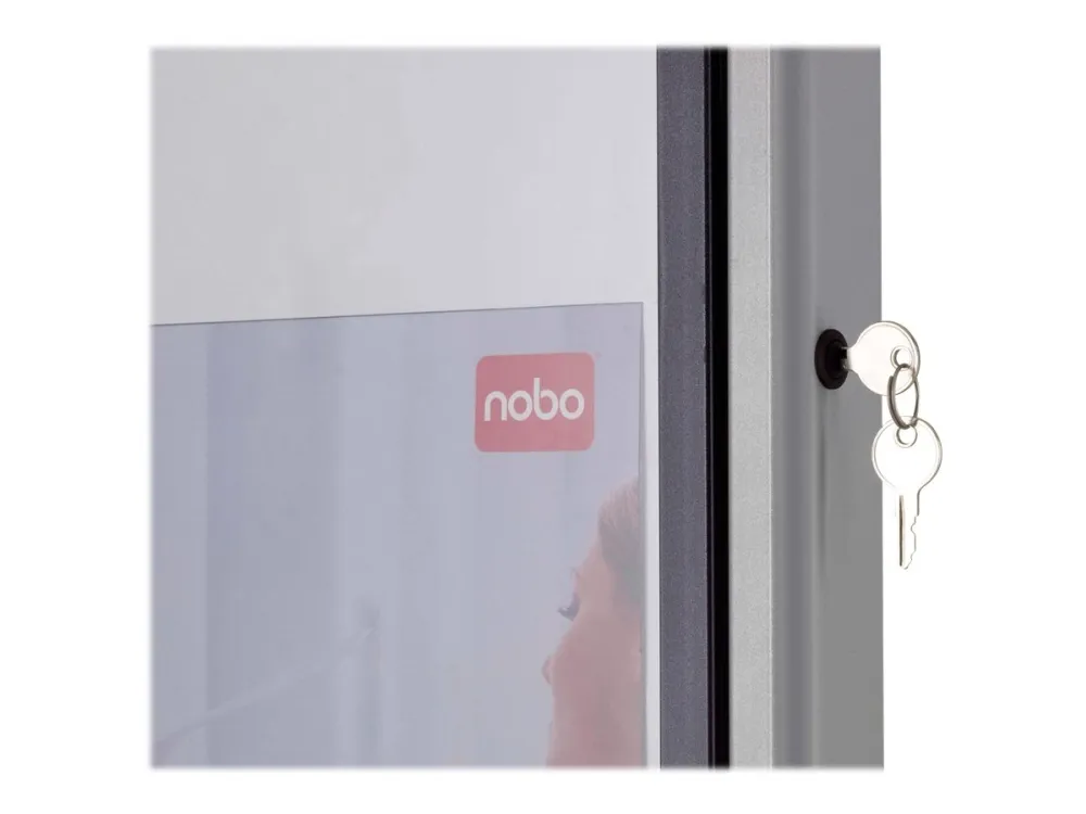 Nobo Premium Plus magnetisk låsbart opslagsskab med hængslet låge 6xA4 Hvid