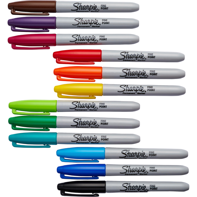 Marqueur permanent Sharpie pointe 1,5 à 3 mm - Pochette de 12