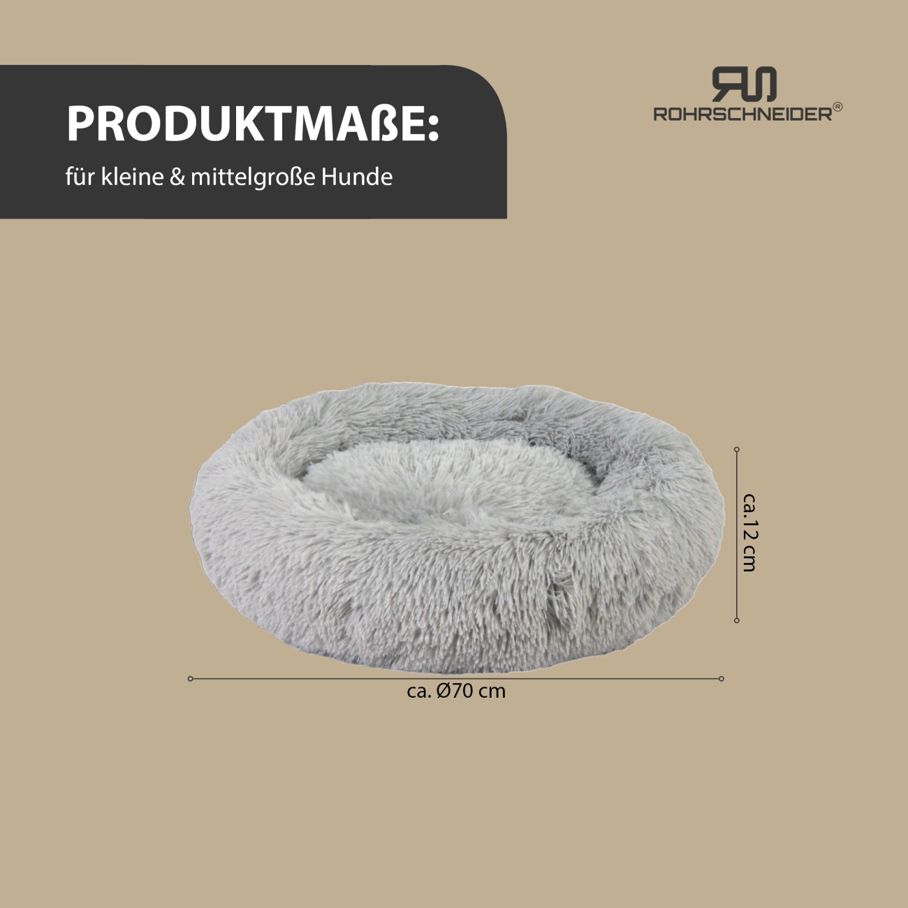 Rohrschneider ® Hundebett Donut mit Gratis-Beigabe, Extra flauschiges Hundekissen M