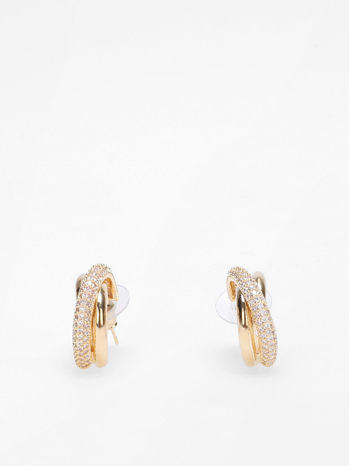 Boucles d'oreilles entrelacées à strass- Doré