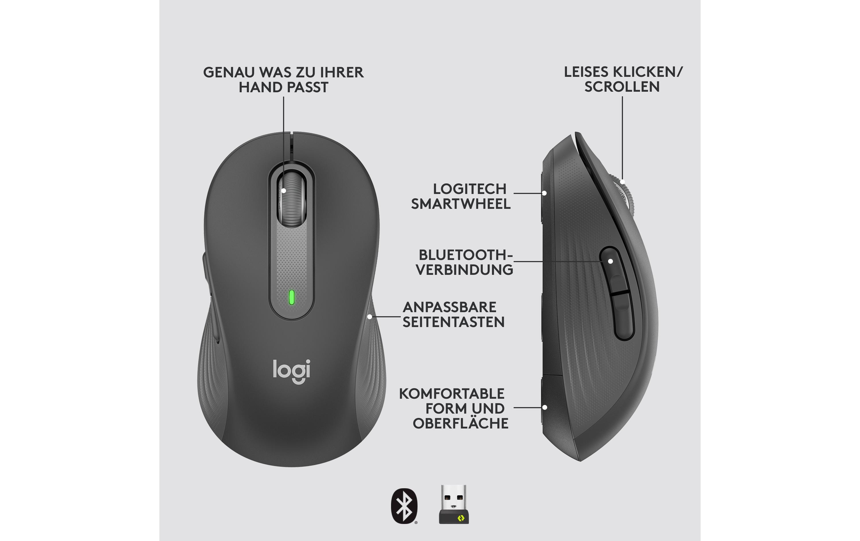 Maus Signature M650 L for Business GraphitePräzise Wireless-Maus mit «Logitech SilentTouch»-Technologie