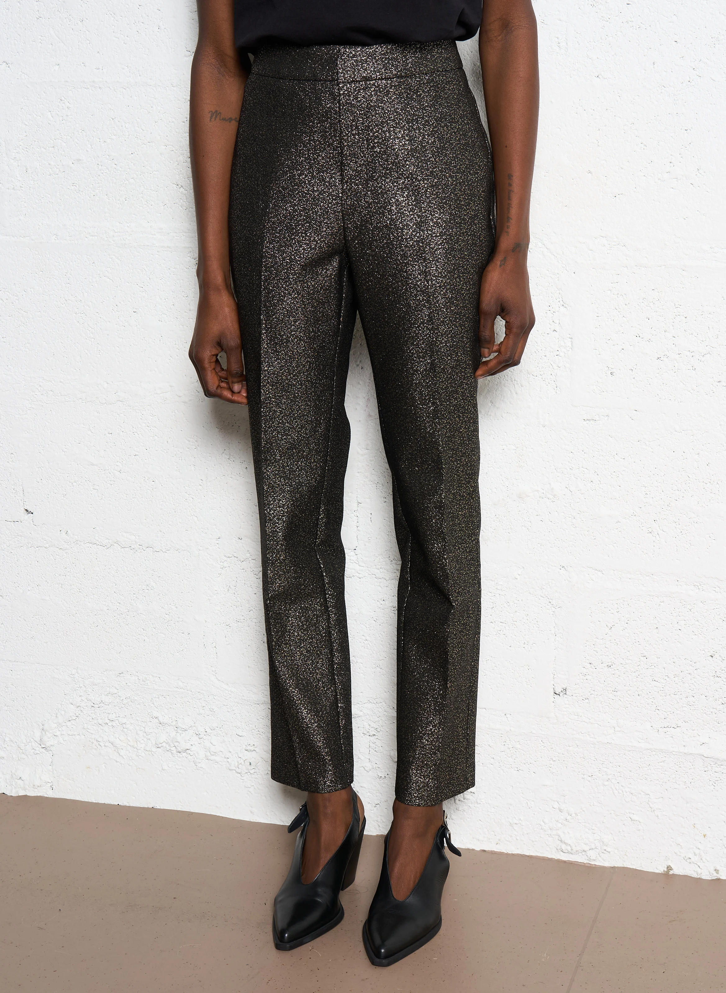 PORTLAND - Pantalon cigarette métallisé| Doré