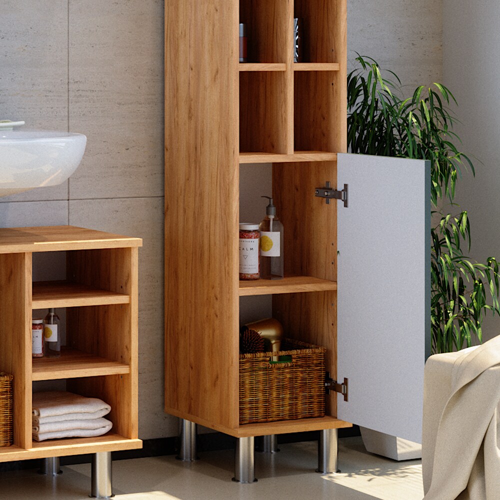 Vicco Midischrank Hochschrank Badschrank Fynn Eiche Grün große Tür Badmöbel