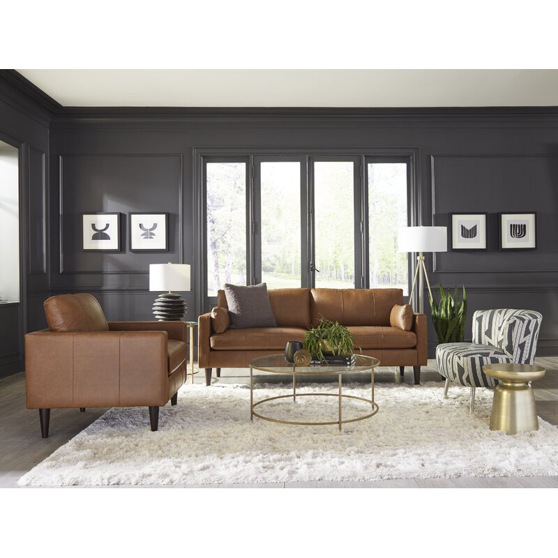 Gaia 81&rdquo; Genuine Leather Square Arm Sofa