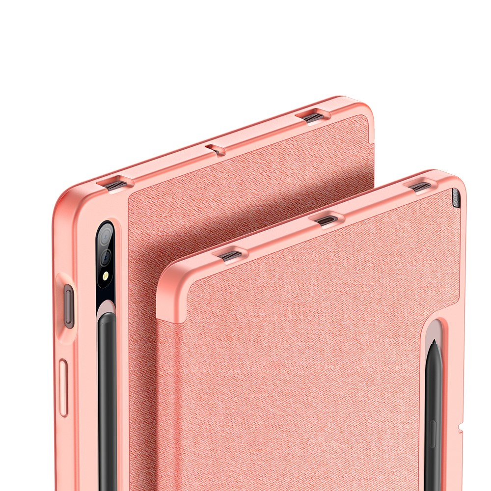 Samsung Galaxy Tab S8 / Tab S7 Tasche Smart Cover Hülle Stoff Design mit S-Pen Halterung - Rosa