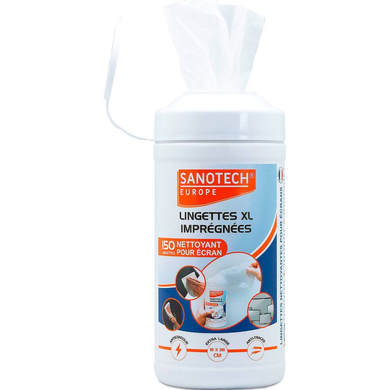 Boîte 50 grandes lingettes nettoyantes pour écrans Sanotech