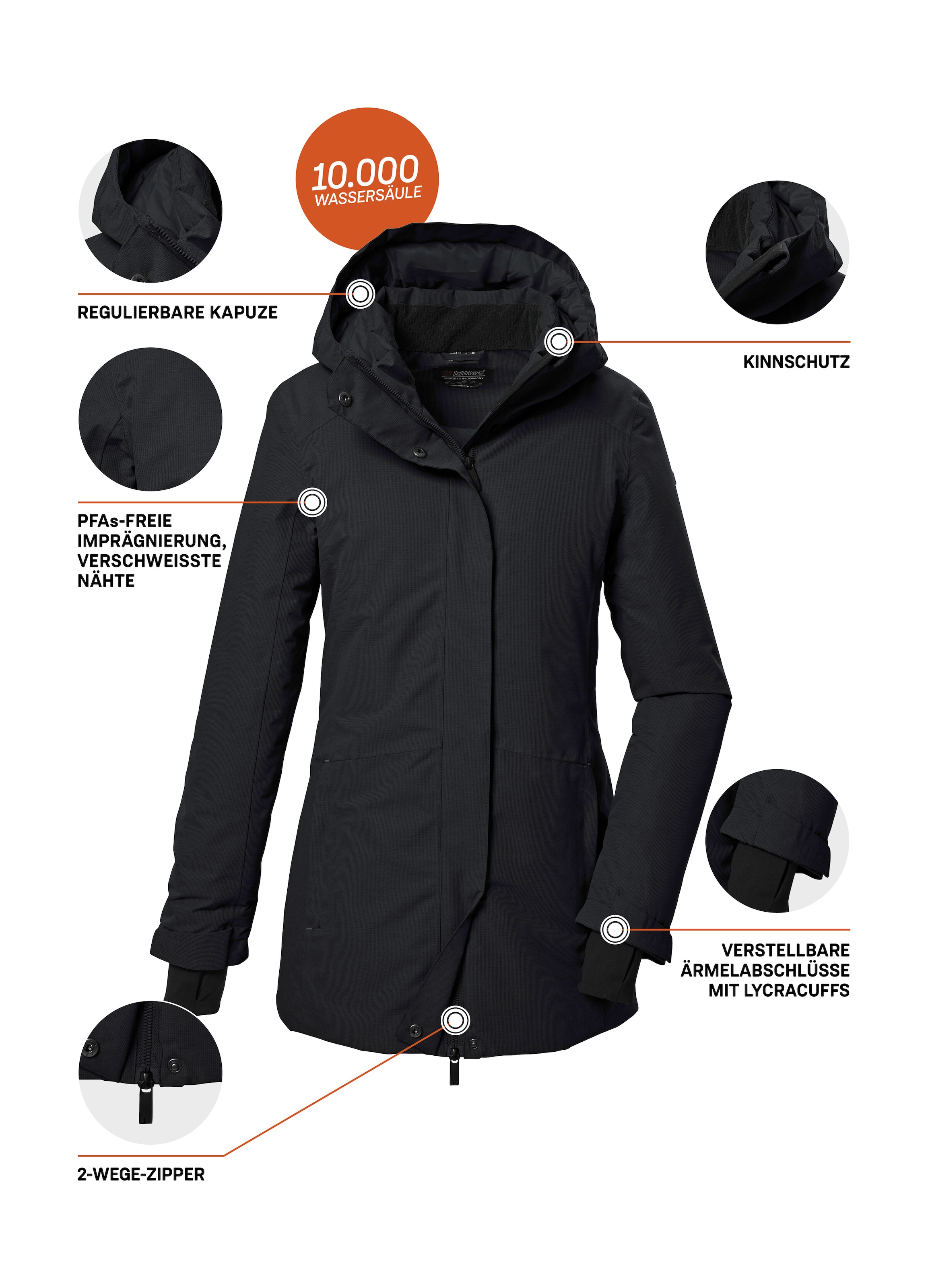 Killtec Parka »KOW 93 WMN PKR« Wasser- und winddichter Damenparka, atmungsaktiv, recyceltes Material