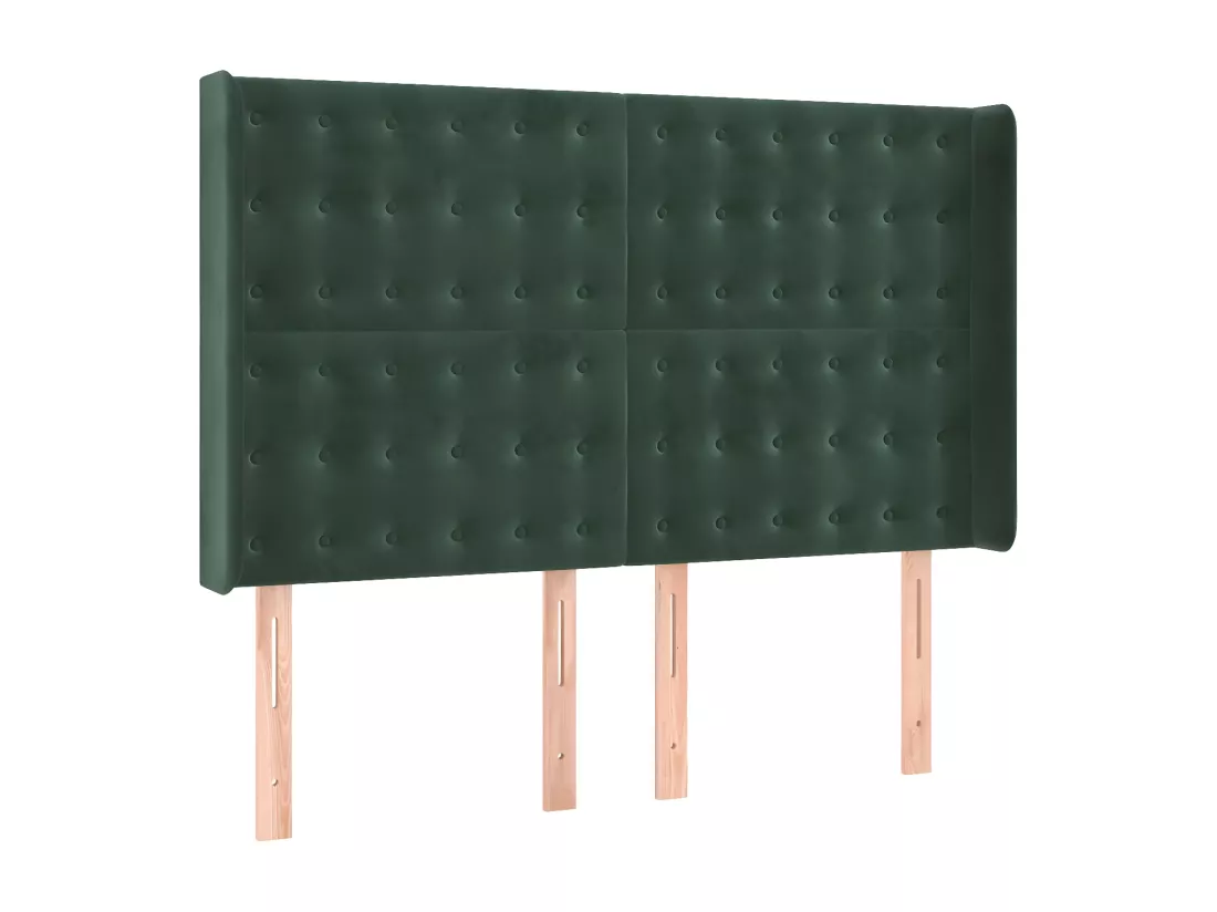 Sommier tapissier matelas et LED Vert foncé 140x200 cm Velours