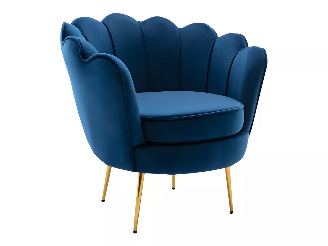 Canapé 2 places et fauteuil coquillage en velours bleu nuit DANDELION de Pascal Morabito
