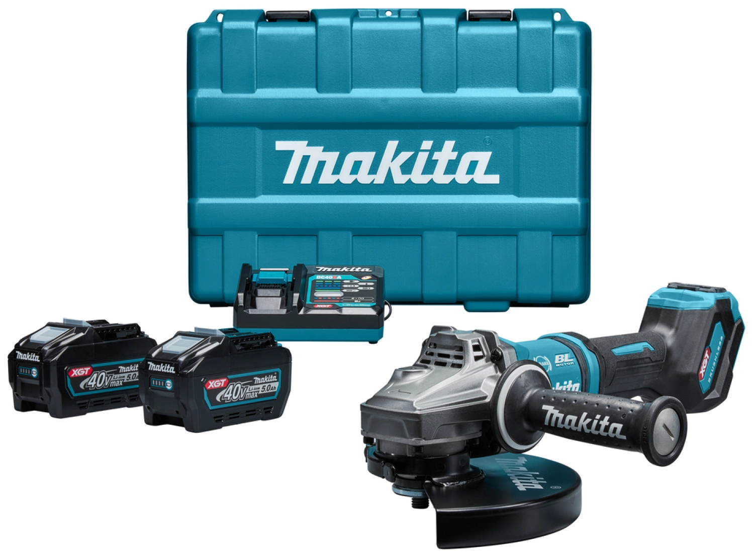 Makita GA038GT203 XGT 40V Max Li-Ion accu haakse slijper set (2x 5,0Ah) in koffer - 230mm - koolborstelloos