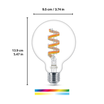 Philips Smart LED globe E27 6.3W filament helder