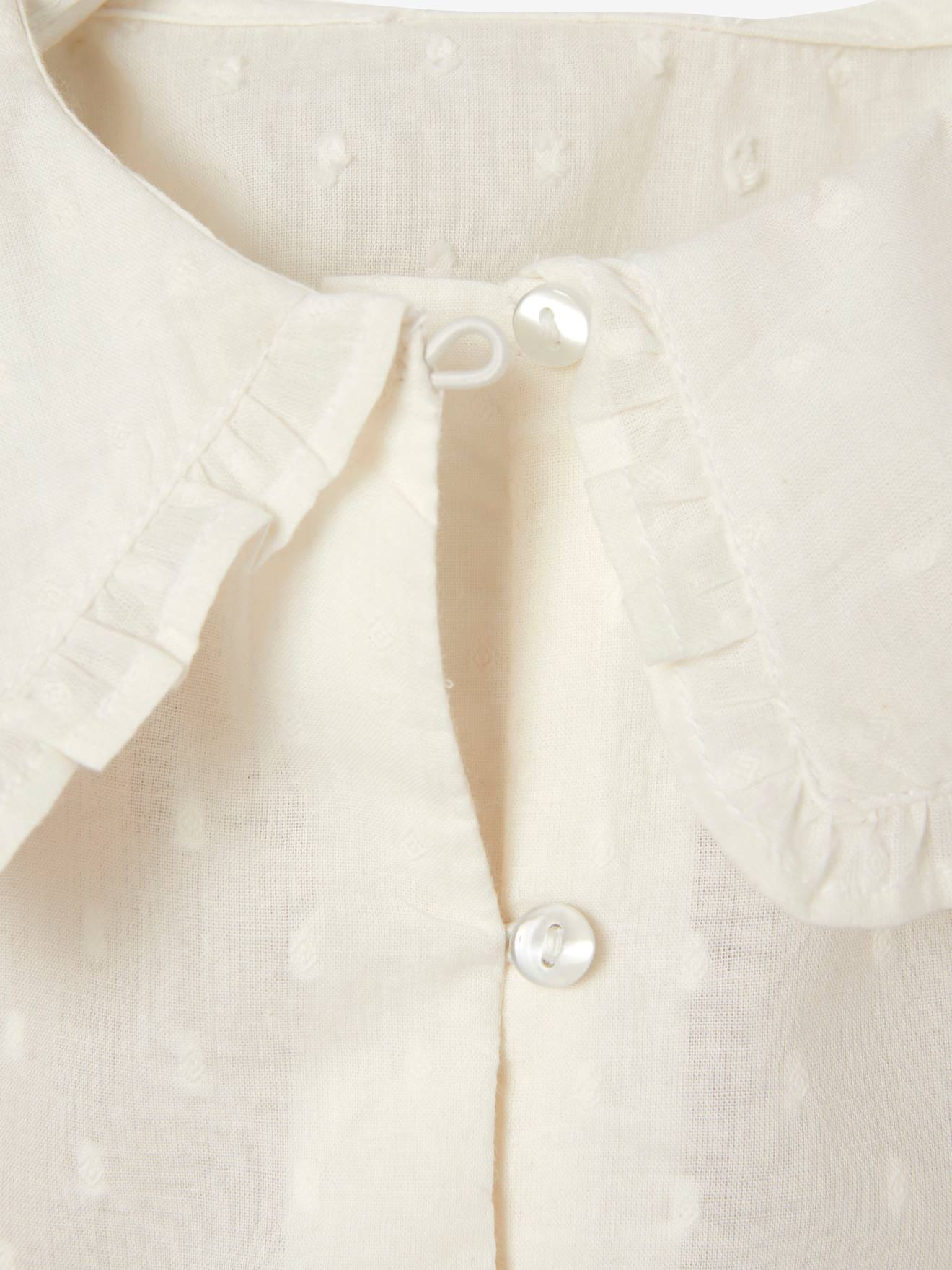 Conjunto de blusa e saia de veludo para bebê, em tecido plumetti branco claro liso.
