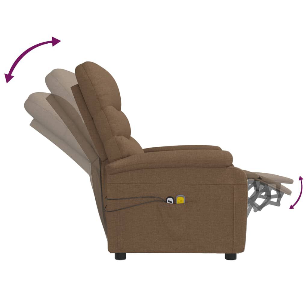 vidaXL Elektrische massagestoel, bruin, stoffen bekleding