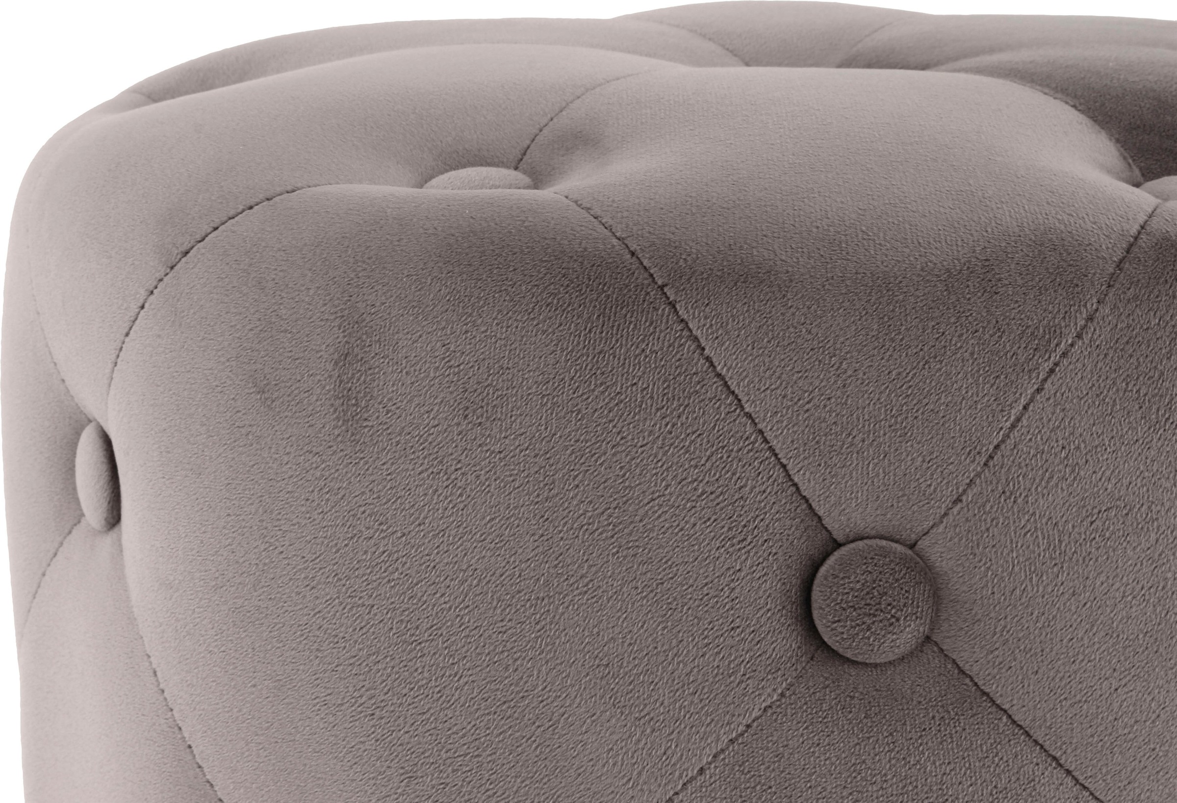 Kayoom Sitzhocker »Hocker Piano 225,  in dekorativem Design, mit weichem Velvet-Bezug« 1 Stk. tlg. rund, glamourös, hochwertig, gesteppt, mit eingelassenen Dekoknöpfen