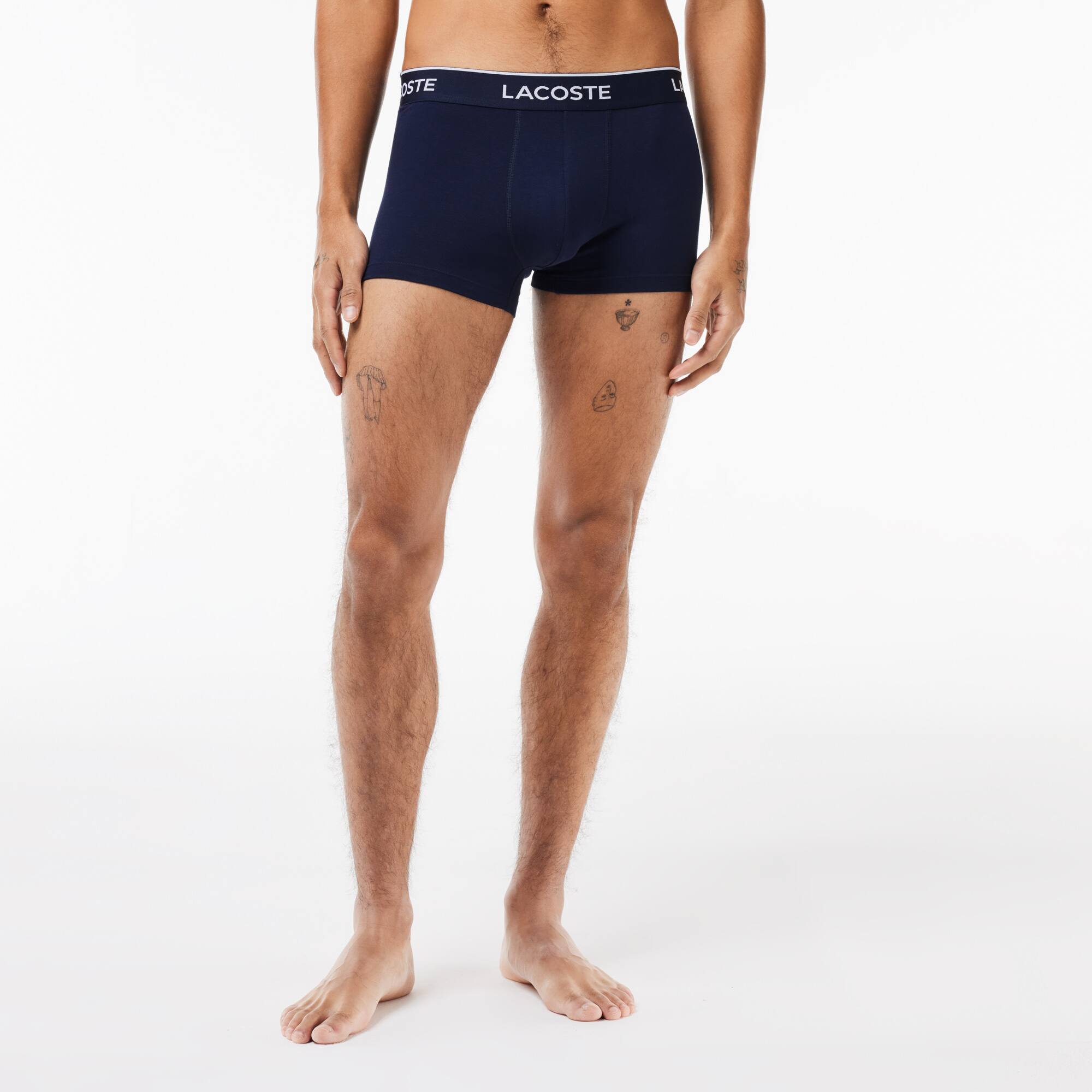 3er-Pack Boxershorts in navy mit Kontrast-Bund Unterwasche - Blau - Lacoste - Herren