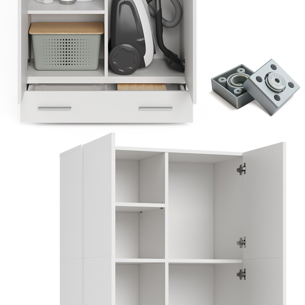 Vicco Universalschrank Mehrzweckschrank Büroschrank Ingo Weiß 2 Türen Schublade