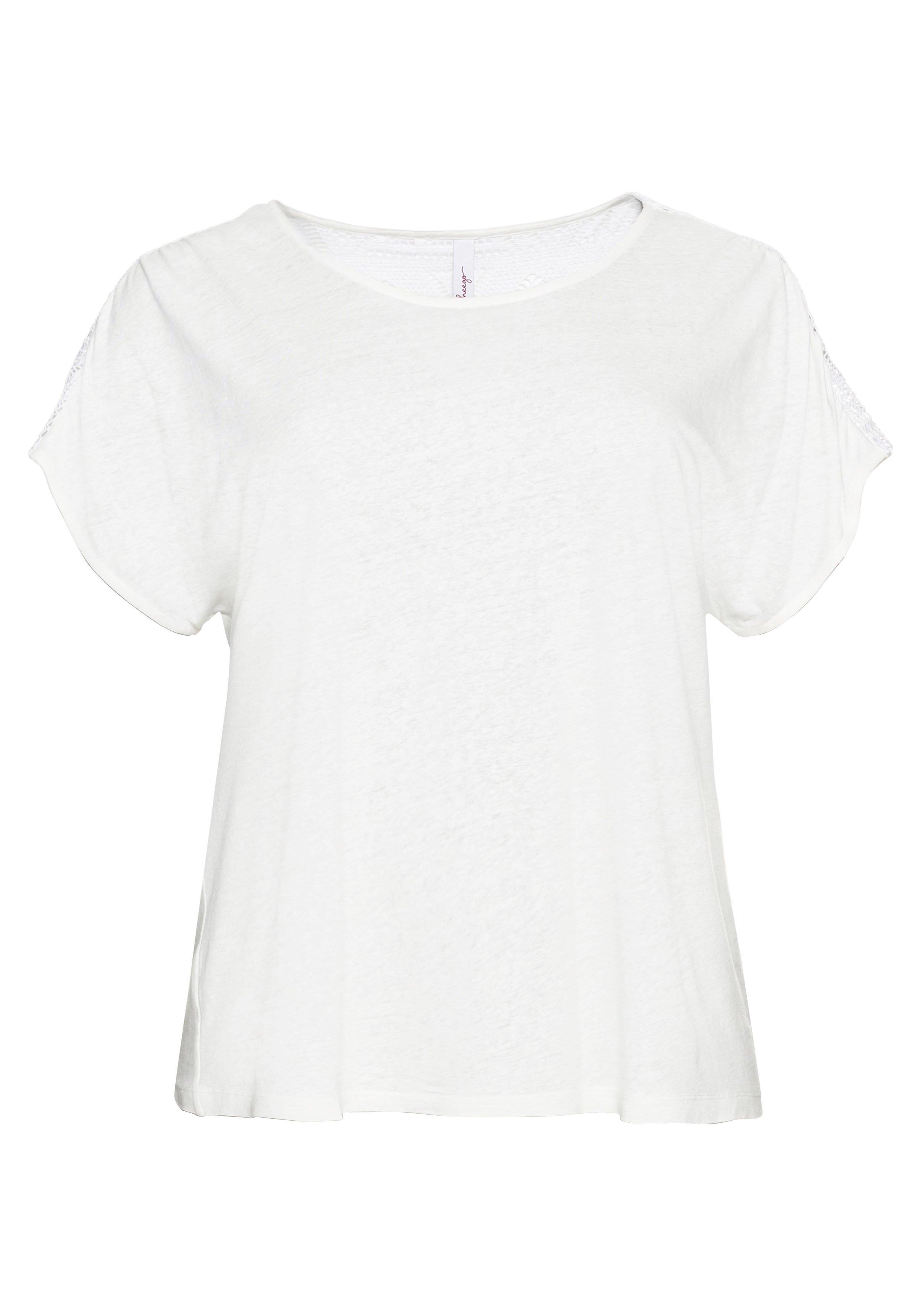 Shirt im Leinenmix, mit Ajourmuster-Passe hinten
