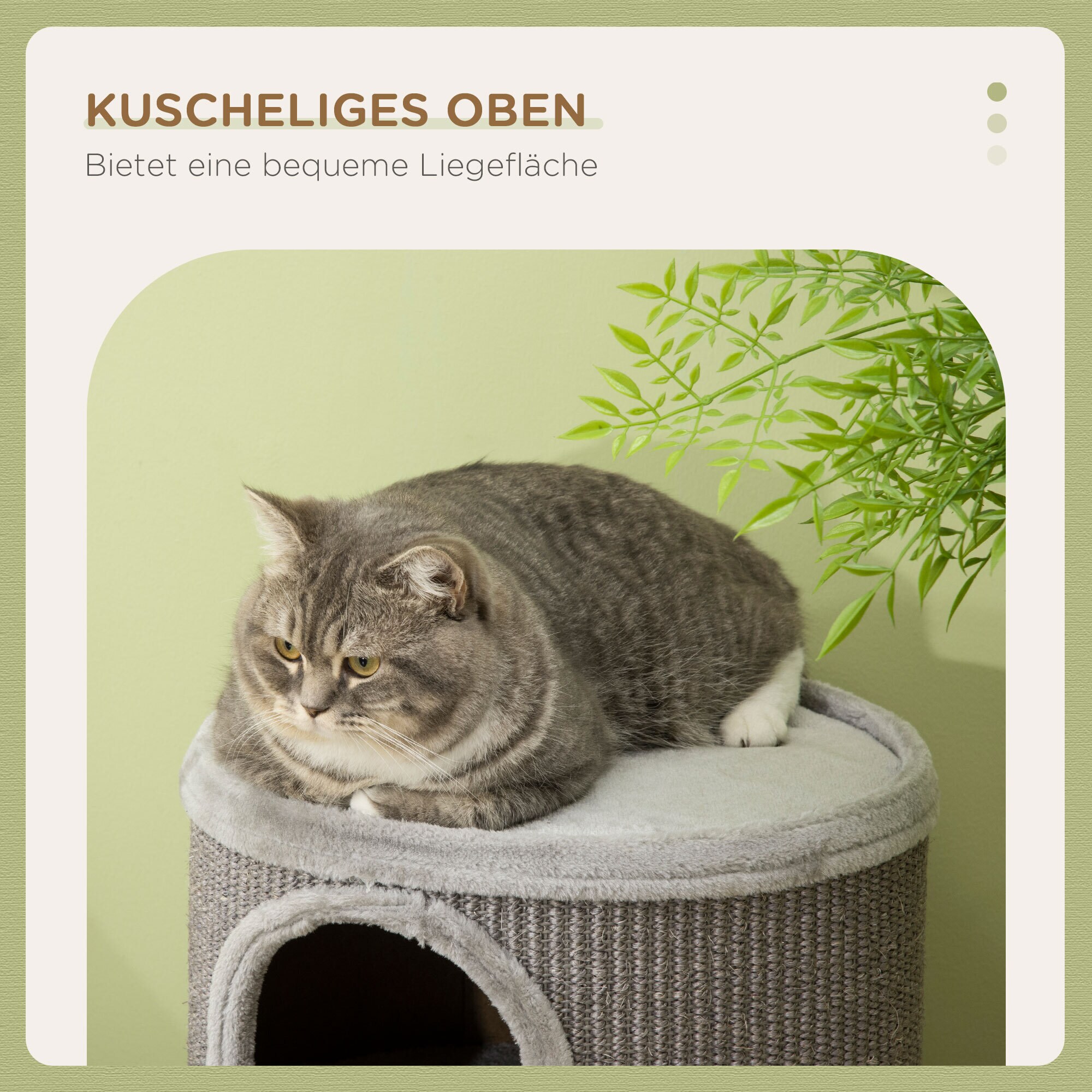 PawHut Kratztonne mit 3 Höhlen grau 38L x 38B x 70H cm
