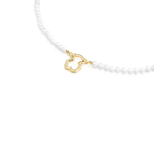Colar de urso dourado e pérola Hold