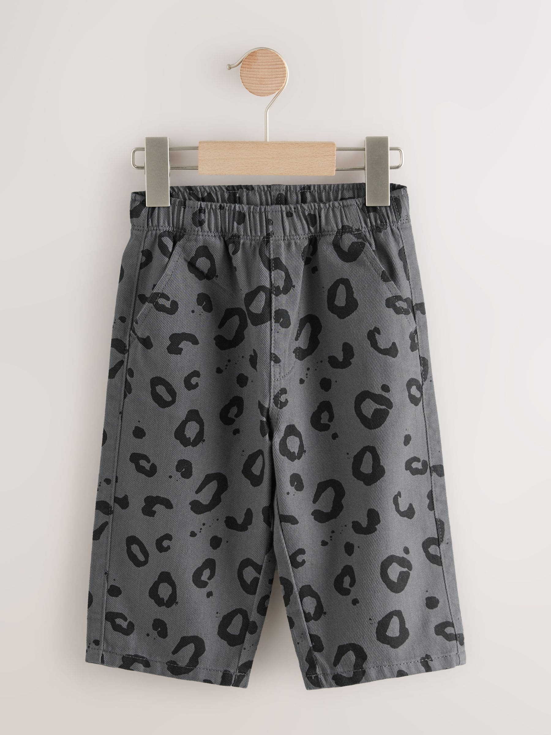 Antracietgrijs luipaardprint - Wijde broek met elastische taille (3mnd-7jr)