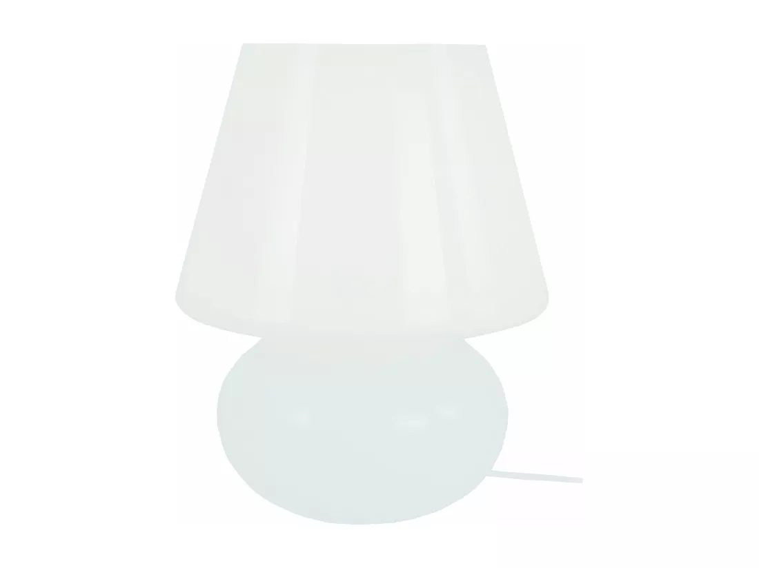 Lampe a poser champignon verre blanc 37 cm.