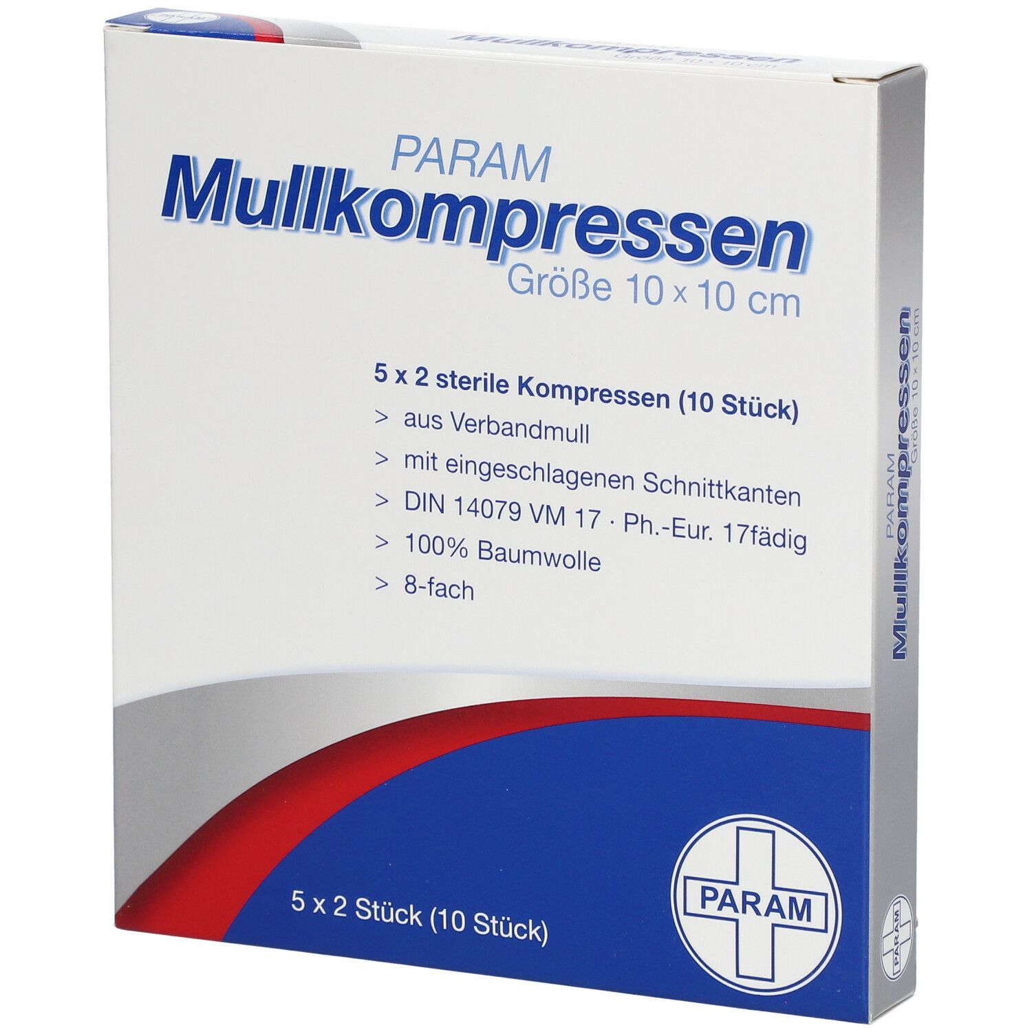 PARAM Mullkompressen 10 cm x 10 cm steril 8-fach