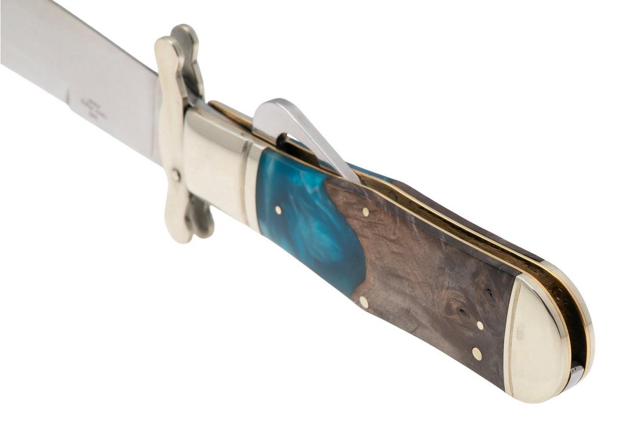 Rough Ryder Safety Folder RR2654, Satin 440,  Pandora Swirl Wood Resin, zakmes