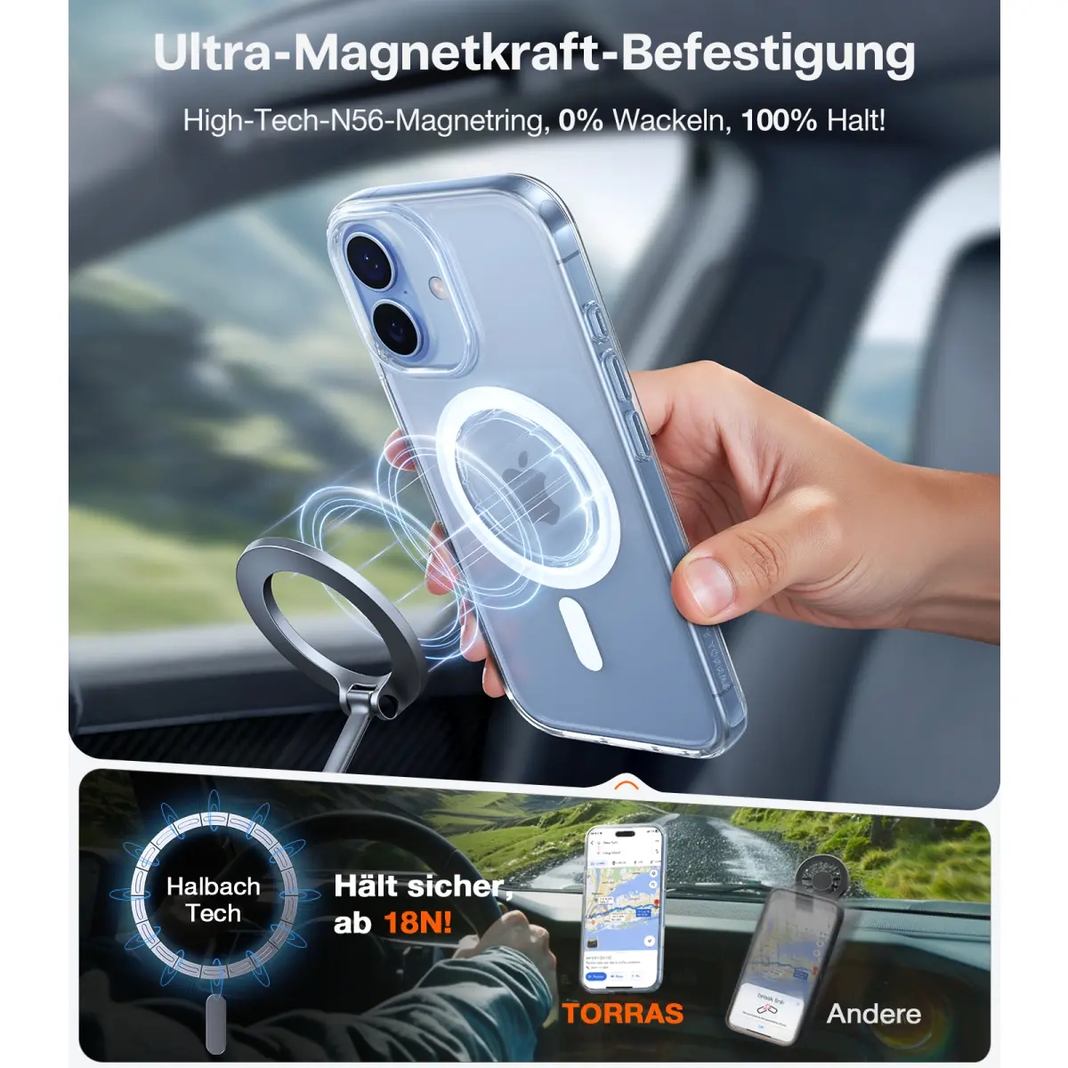 iPhone 17 Guardian Magnetic Series Hybrid Hardcase Hülle mit TPU Bumper - Transparent