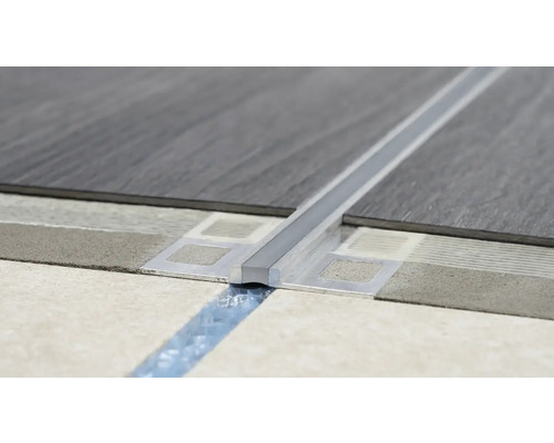 Prinz uitzetvoeg voor designvloeren, natuurgrijs aluminium, 2,5 mm x 2,5 m