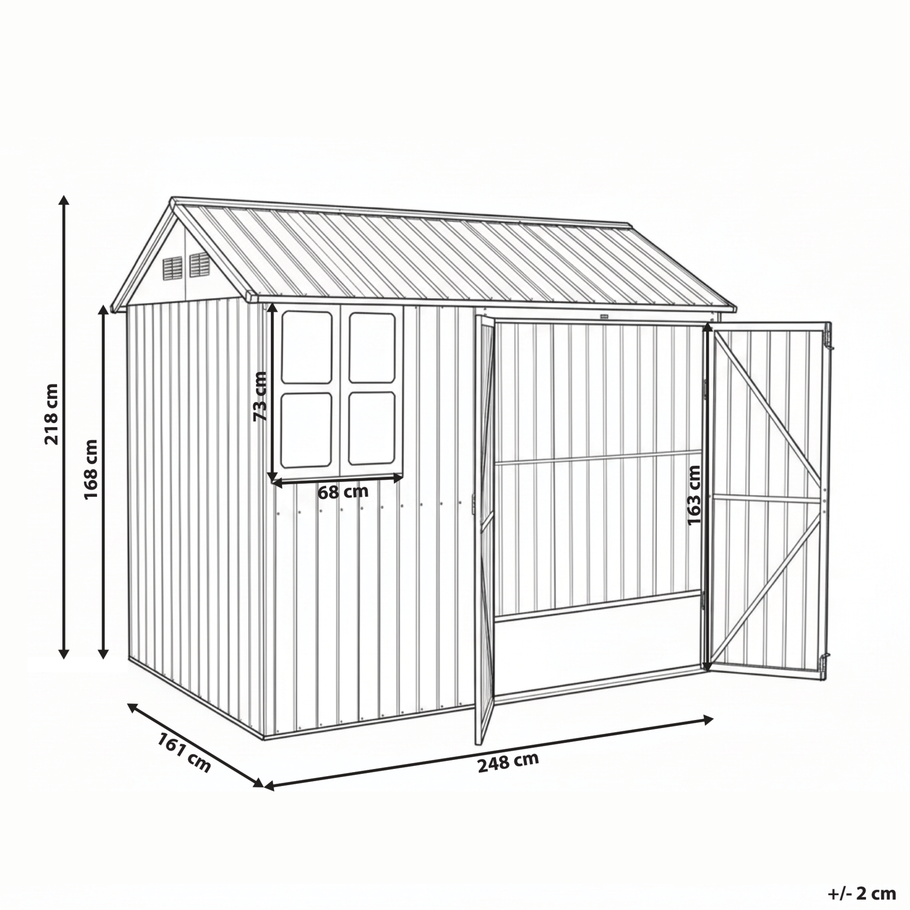 Beliani-NOCCIANO-Tuin gereedschapschuur-Bruin- 235 x 175 cm-Staal