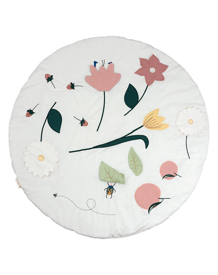 Krabbel- und Spieldecke FLOWER (Ø100cm) in weiß