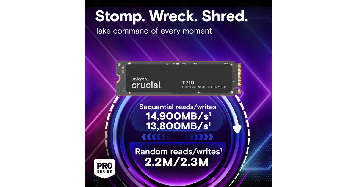 CrucialT710 1 TB SSD  (PCIe 5.0 x4, NVMe 2.0, M.2 2280)