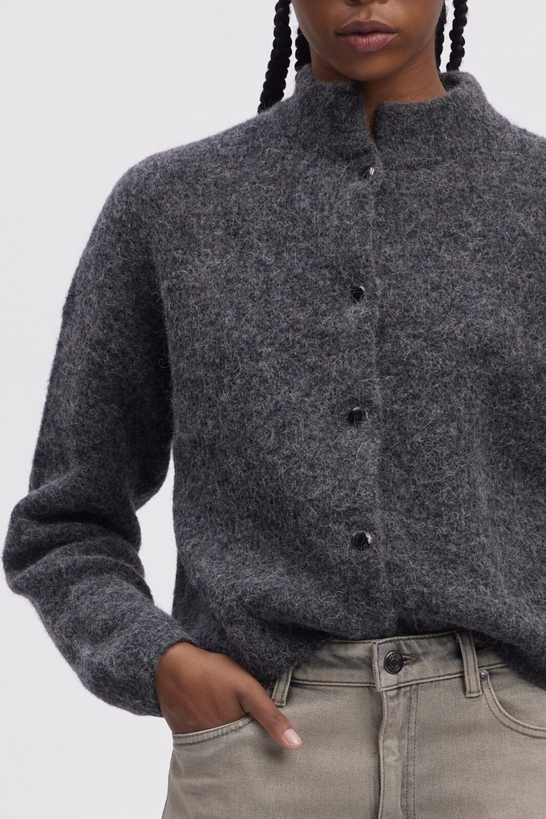 Gestuz Alphagz Short Cardigan 106286 charcoal melange