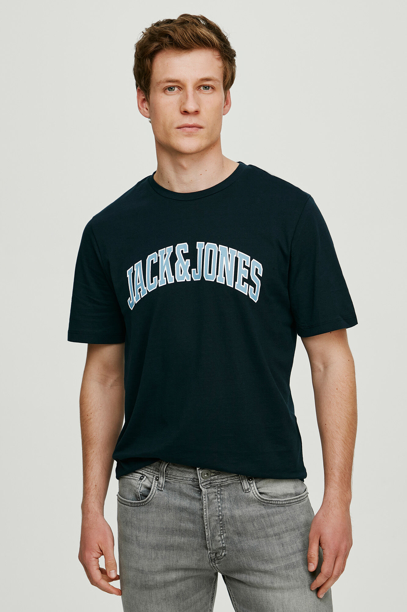 Camiseta de algodão com logo - Azul