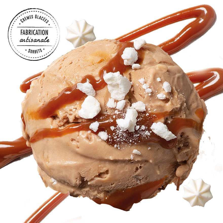 Crème glacée chocolat meringue caramel